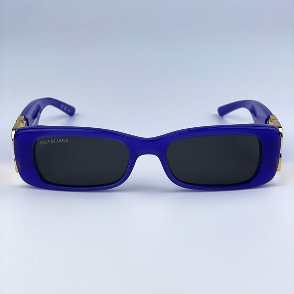 NEW Balenciaga BB0096S 004 Violet/Gold Gray Rectangle/Narrow Women Sunglasses - Picture 4 of 12